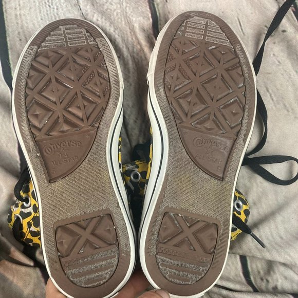 Converse All Star Chuck Taylor Yellow Cheetah Print High Top Womens Shoes - Picture 7 of 8